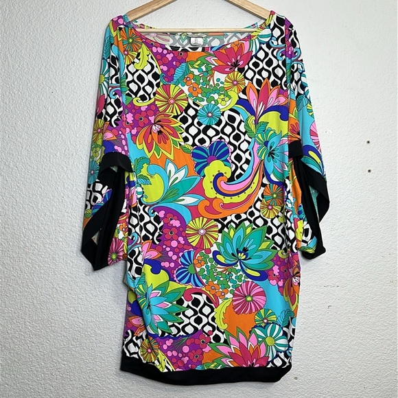 Trina Turk Multicolor Balboa Tunic Swim Cover Beach Tropical Womens Size Large - Picture 3 of 11